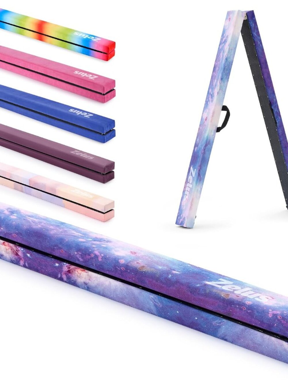 8' Folding Gymnastics Balance Beam, Floor Balance Beam w/Carry Handles Anti-Slip
